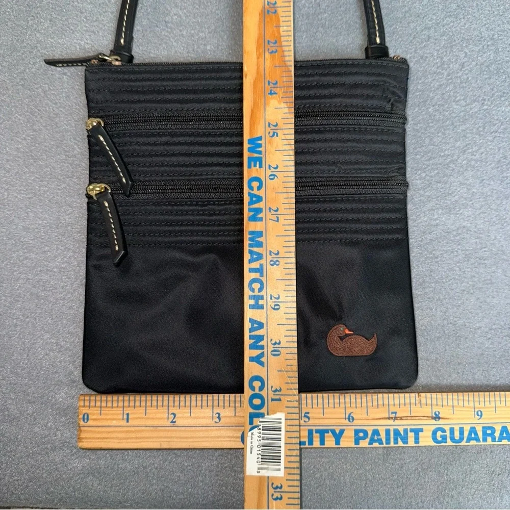 Dooney & Bourke Black‎ Nylon Small Crossbody Bag Hot pink inside 3 zip pockets